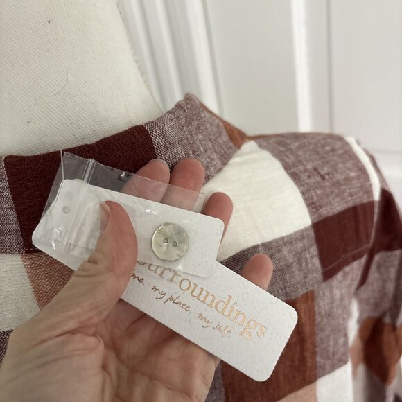 NWT Soft Surroundings Carreaux Plaid Linen Blend Button Down Shirt Size Medium - Picture 4 of 7